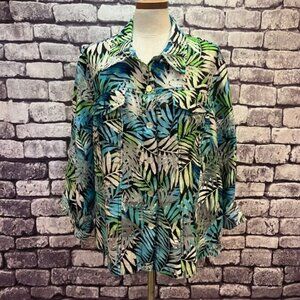 Ruby Rd. Multicolored Sheer Button Down Blouse Size 24W